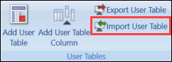 Import User Table button